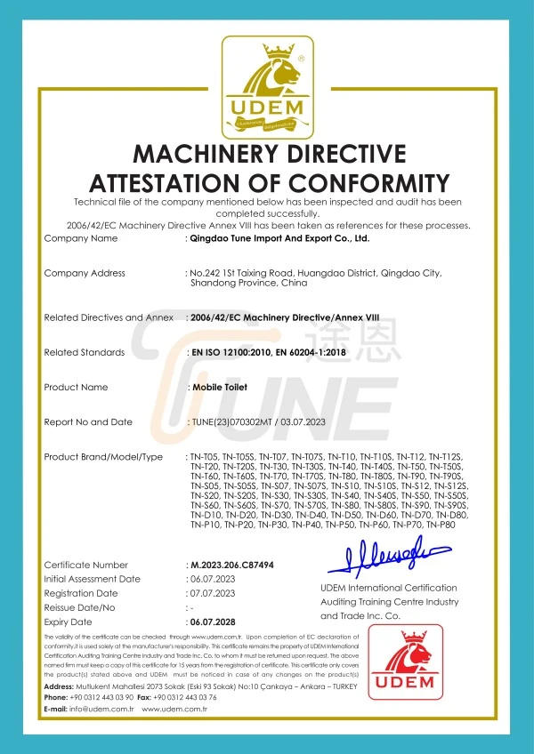 CE certification for Shower Trailer